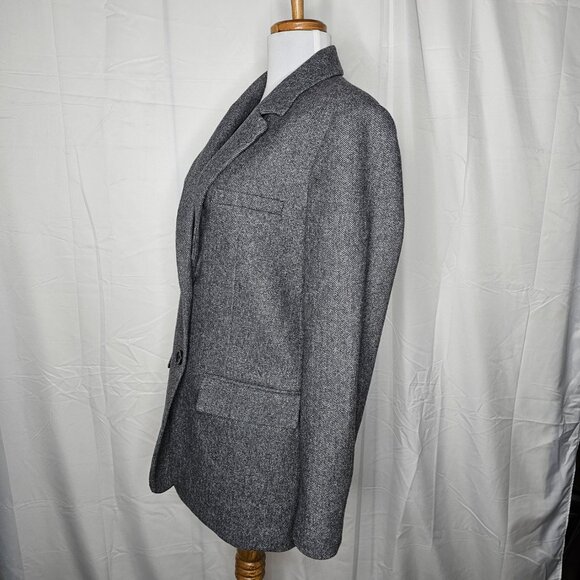 Everlane The Oversized Blazer Wool Gray Herringbone Boyfriend Fit Classic Sz 0 - Picture 6 of 16